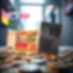 Currency exchange concept between South Korean Won and Indian Rupee